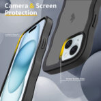 Wave Frosted Black Phone Case for iPhone 15 Plus - Image 3