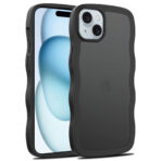 Wave Frosted Black Phone Case for iPhone 15 Plus