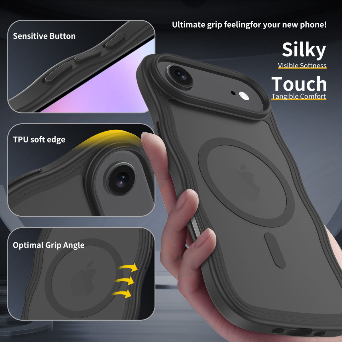 Wave Frosted Black Phone Case for iPhone 17 - Image 5