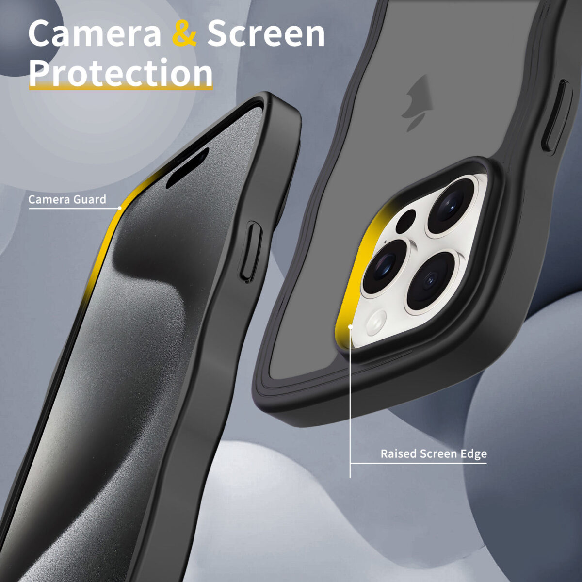 Wave Frosted Black Phone Case for iPhone 15 Pro - Image 3