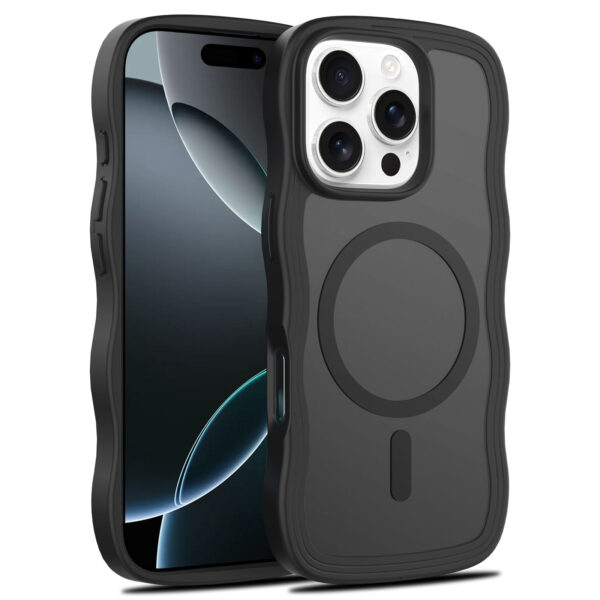 Wave Frosted Black Phone Case for iPhone 16 Pro