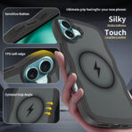 Wave Frosted Black Phone Case for iPhone 16 Plus - Image 5