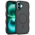Wave Frosted Black Phone Case for iPhone 16 Plus