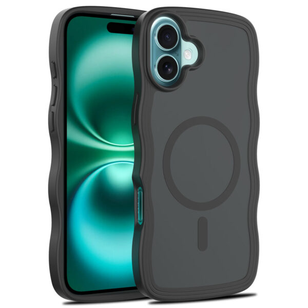 Wave Frosted Black Phone Case for iPhone 16 Plus