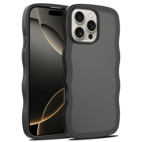 Wave Frosted Black Phone Case for iPhone 16 Pro Max