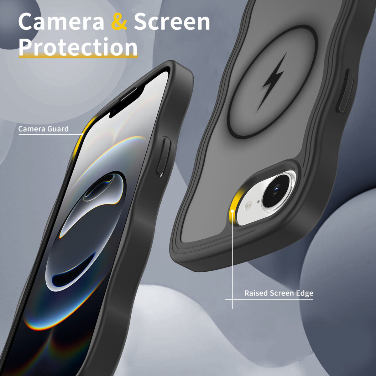 Wave Frosted Black Phone Case for iPhone 16e - Image 4